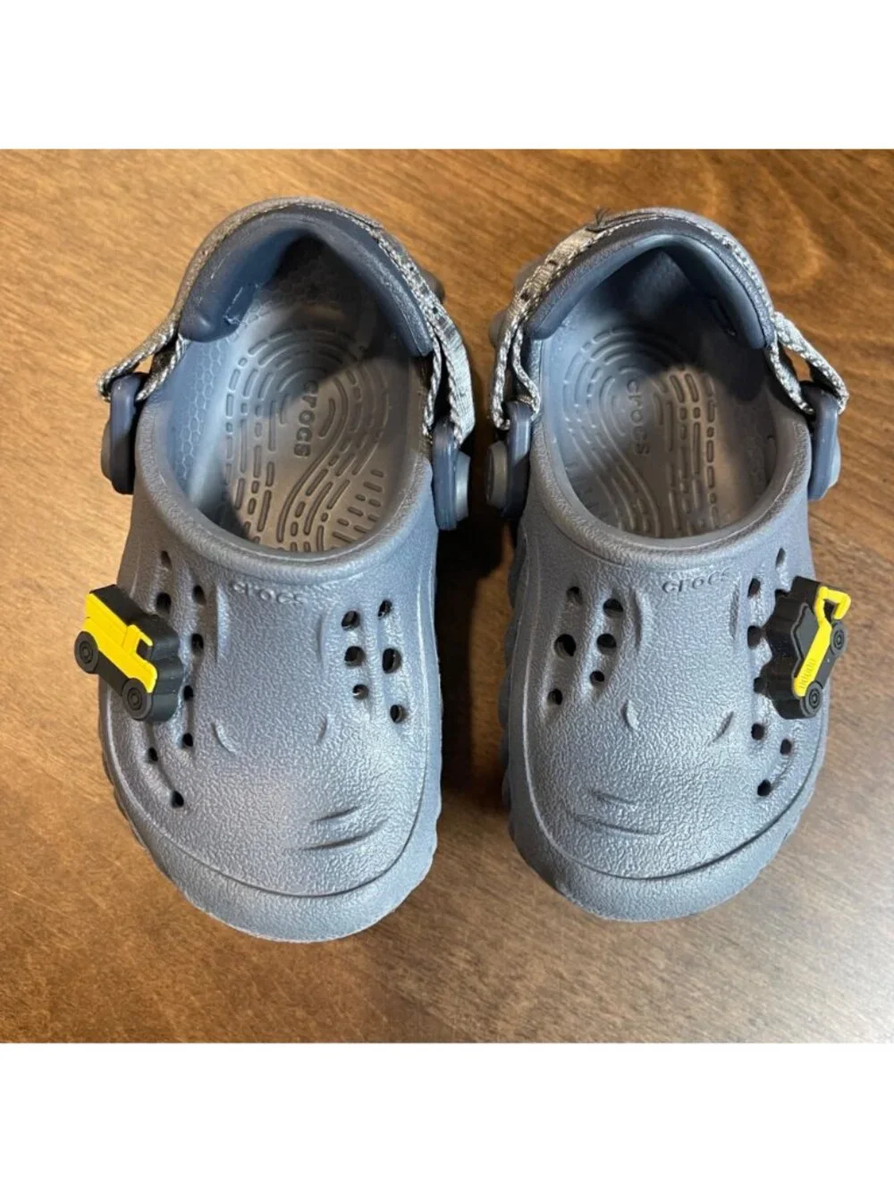 Crocs Echo Clog Toddler Boys Size 5 Construction Truck Jibbitz Gray Waterproof